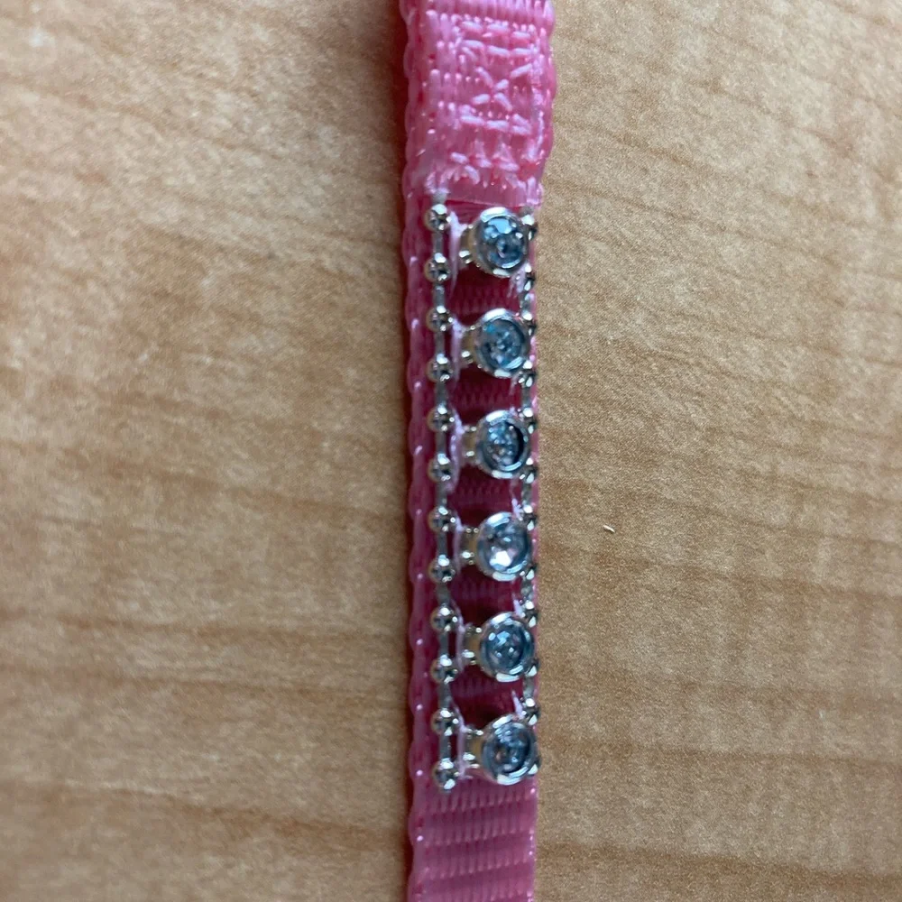 Pink rhinestones 12 dog cat collar 8.5” - 10” NWOT teacup or puppy sized x-small
